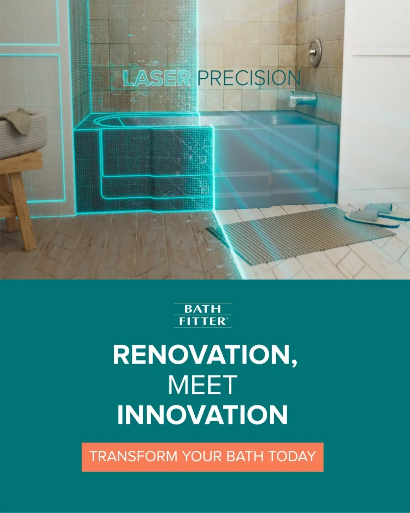 A Bath Fitter accessible bathtub option for seniors, featuring contoured seating and strategically placed grab bars for safer entry and exit